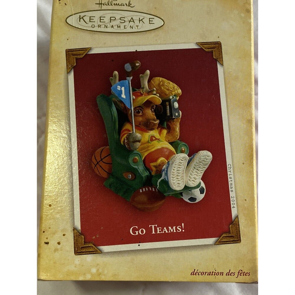Hallmark Keepsake Christmas Ornament - Go Teams - Reindeer Sports Fan 2004